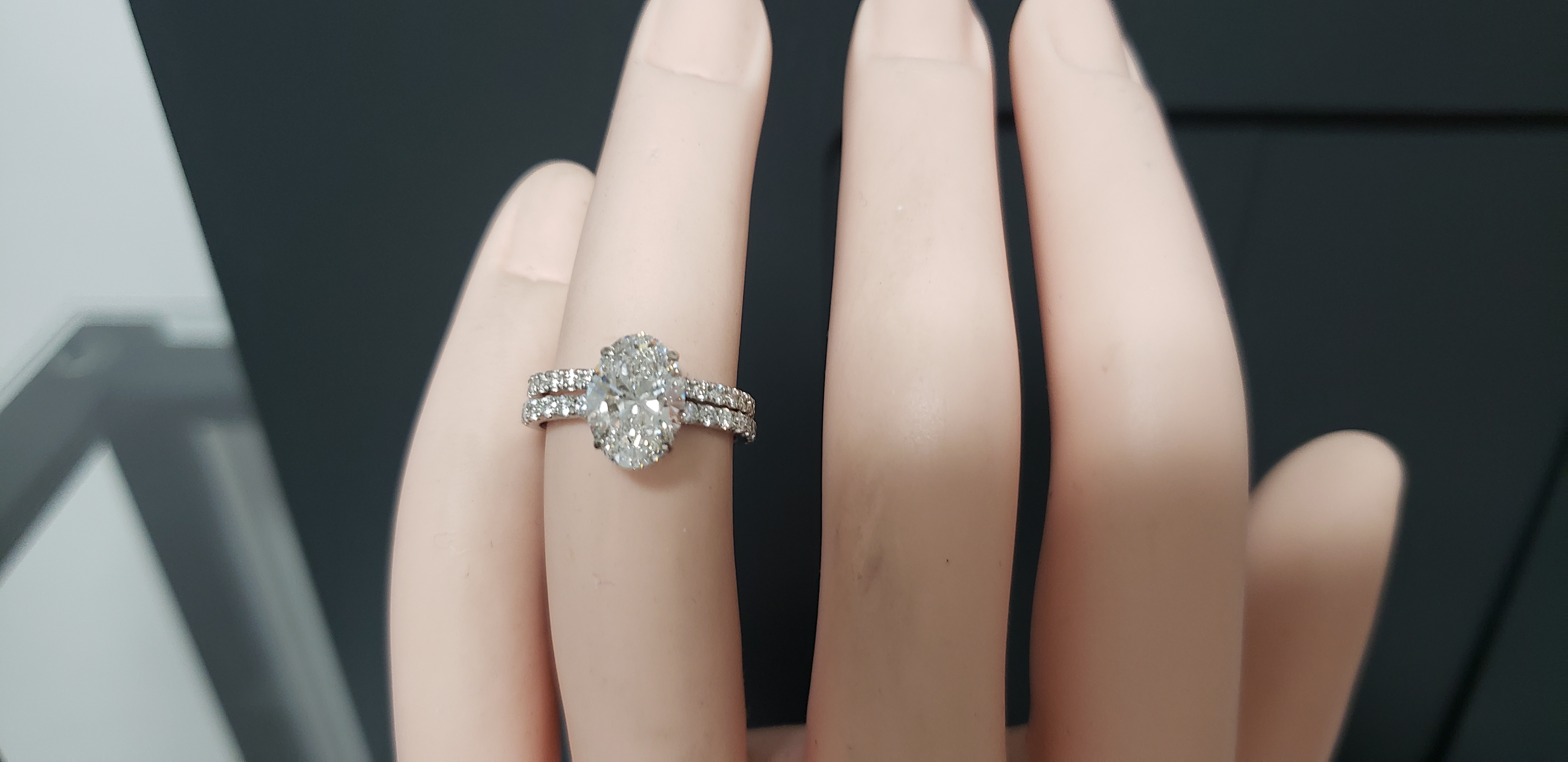 Oval Shape Bridal Set with Hidden Halo